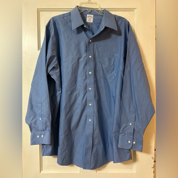 Brooks Brothers Regent Fit Blue Button Down Dress Shirt Men’s 18 4/5 Non Iron - Picture 1 of 10